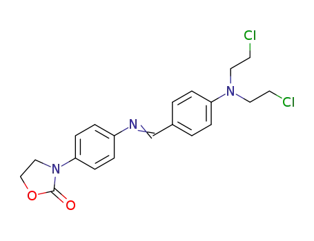 Molecular Structure of 31847-12-8 (3-(4-{4-[bis-(2-chloro-ethyl)-amino]-benzylideneamino}-phenyl)-oxazolidin-2-one)