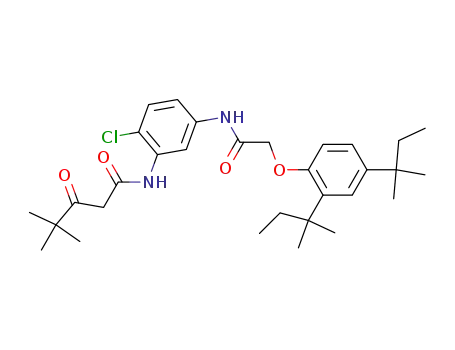 Molecular Structure of 96774-03-7 (4,4-Dimethyl-3-oxo-pentanoic acid (5-{2-[2,4-bis-(1,1-dimethyl-propyl)-phenoxy]-acetylamino}-2-chloro-phenyl)-amide)