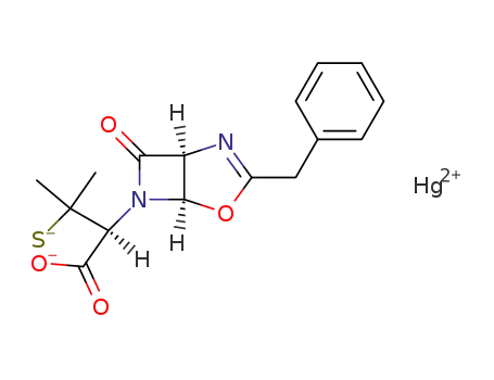 (<i>S</i>)-2-((1<i>S</i>)-3-benzyl-7-oxo-(1<i>r</i><i>H</i>,5<i>c</i><i>H</i>)-4-oxa-2,6-diaza-bicyclo[3.2.0]hept-2-en-6-yl)-3-mercapto-3-methyl-butyric acid; mercury(II) salt (1:1)