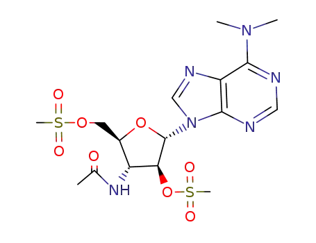 (1<i>S</i>)-3-acetylamino-1-(6-dimethylamino-purin-9-yl)-<i>O</i>,<i>O</i>'-bis-methanesulfonyl-1,4-anhydro-3-deoxy-D-arabitol