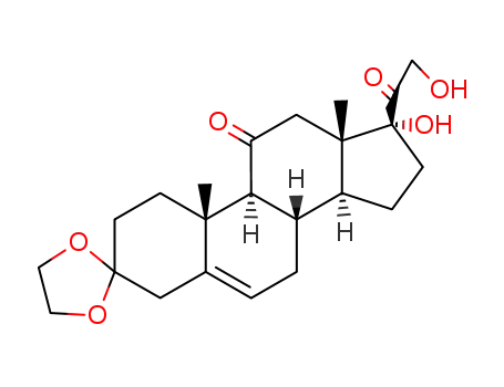Molecular Structure of 5758-65-6 (3,3-ethane-1,2-diyldioxy-17,21-dihydroxy-pregn-5-ene-11,20-dione)