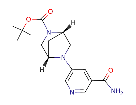 Molecular Structure of 286946-73-4 (2,5-Diazabicyclo[2.2.1]heptane-2-carboxylic acid,
5-[5-(aminocarbonyl)-3-pyridinyl]-, 1,1-dimethylethyl ester, (1S,4S)-)