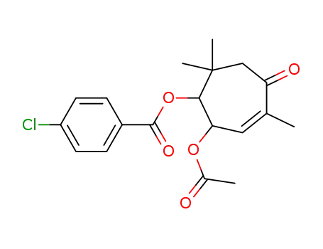 Benzoic acid, 4-chloro-,
2-(acetyloxy)-4,7,7-trimethyl-5-oxo-3-cyclohepten-1-yl ester