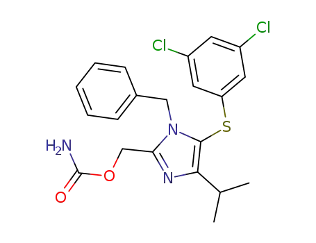 Molecular Structure of 178979-35-6 ({1-benzyl-5-[(3,5-dichlorophenyl)sulfanyl]-4-(1-methylethyl)-1H-imidazol-2-yl}methyl carbamate)