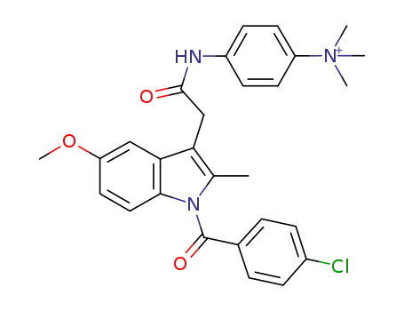 Molecular Structure of 819079-65-7 (Benzenaminium,
4-[[[1-(4-chlorobenzoyl)-5-methoxy-2-methyl-1H-indol-3-yl]acetyl]amino]-
N,N,N-trimethyl-)