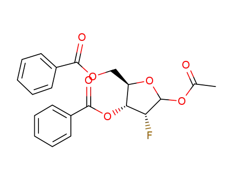 Molecular Structure of 356783-11-4 (D-RIBOFURANOSE, 2-DEOXY-2-FLUORO-1-ACETATE 3,5-DIBENZOATE)