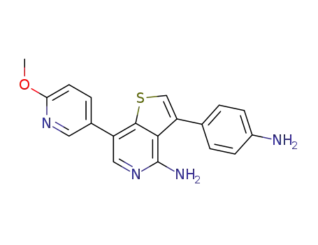 Molecular Structure of 832695-69-9 (Thieno[3,2-c]pyridin-4-amine,
3-(4-aminophenyl)-7-(6-methoxy-3-pyridinyl)-)