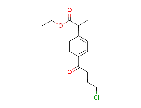 Molecular Structure of 185066-38-0 (Benzeneacetic acid, 4-(4-chloro-1-oxobutyl)-a-methyl-, ethyl ester)