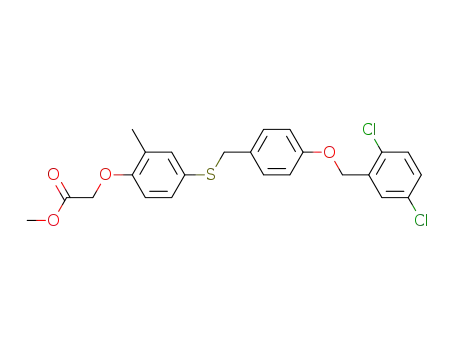 Molecular Structure of 613240-44-1 ({4-[4-(2,5-Dichloro-benzyloxy)-benzylsulfanyl]-2-methyl-phenoxy}-acetic Acid Methyl Ester)