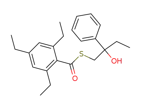 Molecular Structure of 67902-79-8 (2,4,6-Triethylbenzenethiocarboxylic acid S-(2-hydroxy-2-phenylbutyl) ester)