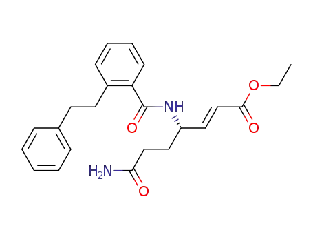 Molecular Structure of 380606-79-1 (6-carbamoyl-4S-(2-phenethyl-benzoylamino)-hex-2-enoic Acid Ethyl Ester)