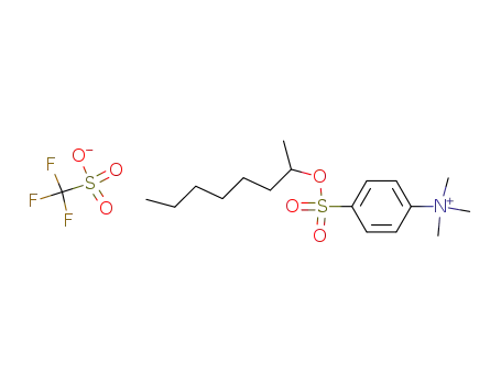 Molecular Structure of 54758-25-7 (Trifluoro-methanesulfonatetrimethyl-[4-(1-methyl-heptyloxysulfonyl)-phenyl]-ammonium;)