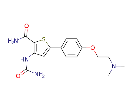 Molecular Structure of 354811-08-8 (2-Thiophenecarboxamide,
3-[(aminocarbonyl)amino]-5-[4-[2-(dimethylamino)ethoxy]phenyl]-)