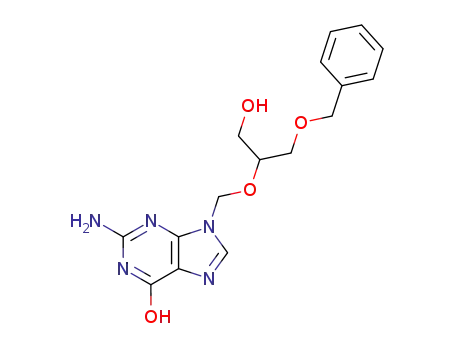 Molecular Structure of 119089-68-8 (6H-Purin-6-one, 2-aMino-1,9-dihydro-9-[[1-(hydroxyMethyl)-2-(phenylMethoxy)ethoxy]Methyl]-)