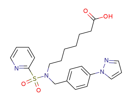 Molecular Structure of 223489-52-9 (7-[(4-Pyrazol-1-yl-benzyl)-(pyridine-2-sulfonyl)-amino]-heptanoic acid)