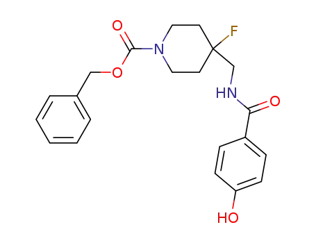 Molecular Structure of 471250-68-7 (benzyl 4-fluoro-4-{[(4-hydroxybenzoyl)amino]methyl}piperidine-1-carboxylate)
