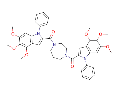 Molecular Structure of 481074-76-4 (1H-1,4-Diazepine,
hexahydro-1,4-bis[(4,5,6-trimethoxy-1-phenyl-1H-indol-2-yl)carbonyl]-)