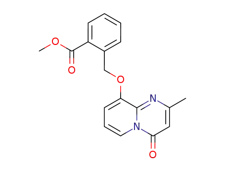 Molecular Structure of 56671-41-1 (Benzoic acid,
2-[[(2-methyl-4-oxo-4H-pyrido[1,2-a]pyrimidin-9-yl)oxy]methyl]-, methyl
ester)