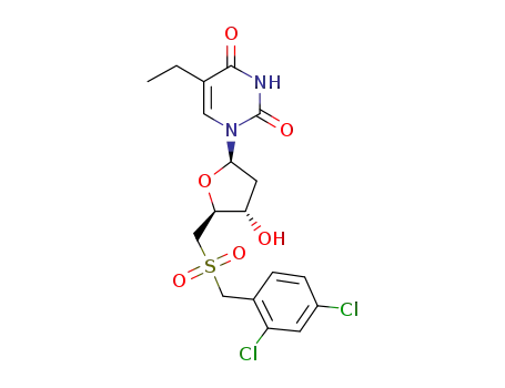 Molecular Structure of 116316-52-0 (Uridine, 2',5'-dideoxy-5'-[[(2,4-dichlorophenyl)methyl]sulfonyl]-5-ethyl-)