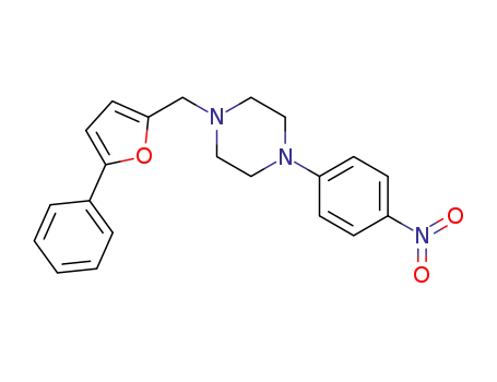 Molecular Structure of 65386-07-4 (Piperazine, 1-(4-nitrophenyl)-4-[(5-phenyl-2-furanyl)methyl]-)