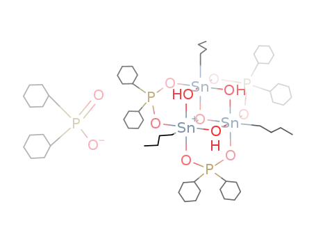 {((C<sub>4</sub>H<sub>9</sub>)Sn(OH)O<sub>2</sub>P(C<sub>6</sub>H<sub>11</sub>)2)3O}<sup>(1+)</sup>*{(C<sub>6</sub>H<sub>11</sub>)2PO<sub>2</sub>}<sup>(1-)</sup>={((C<sub>4</sub>H<sub>9</sub>)Sn(OH)O<sub>2</sub>P(C<sub>6</sub>H<sub>11</sub>)2)3O}{(C<sub>6</sub>H<sub>11</sub>)2PO<sub>2</sub>}