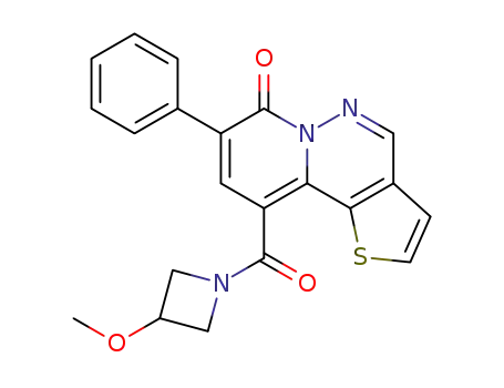 Molecular Structure of 110924-90-8 (10-[(3-methoxyazetidin-1-yl)carbonyl]-8-phenyl-7H-pyrido[1,2-b]thieno[2,3-d]pyridazin-7-one)