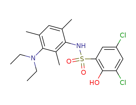 Molecular Structure of 749267-63-8 (Benzenesulfonamide,
3,5-dichloro-N-[3-(diethylamino)-2,4,6-trimethylphenyl]-2-hydroxy-)