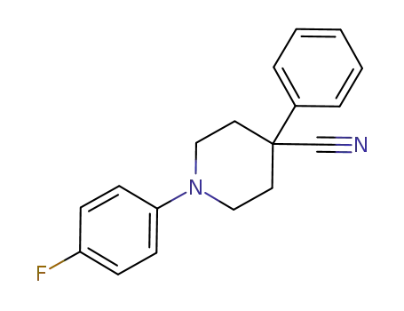Molecular Structure of 1007123-42-3 (4-cyano-1-(4-fluorophenyl)-4-phenylpiperidine)