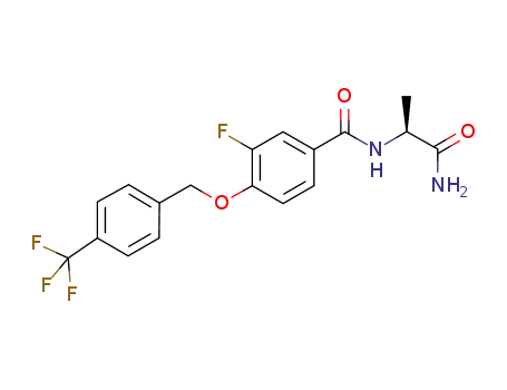 Molecular Structure of 636795-31-8 ((S)-N-(1-carbamoyl-ethyl)-3-fluoro-4-(4-trifluoromethyl-benzyloxy)-benzamide)