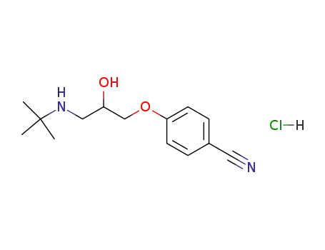 Molecular Structure of 23093-09-6 (Benzonitrile,4-[3-[(1,1-dimethylethyl)amino]-2-hydroxypropoxy]-, hydrochloride (1:1))