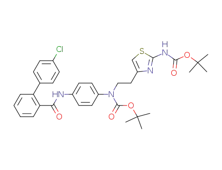Molecular Structure of 408367-69-1 (2-({4-[(tert-Butoxycarbonyl)(2-{2-[(tert-butoxycarbonyl)amino]-1,3-thiazol-4-yl}ethyl)amino]anilino}carbonyl)-4'-chloro-1,1'-biphenyl)