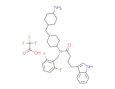 Molecular Structure of 949592-15-8 (N-{4-[(4-aminocyclohexyl)methyl]cyclohexyl}-N-(2,6-difluorobenzyl)-4-(1H-indol-3-yl)butanamide trifluoroacetic acid salt)