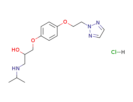 Molecular Structure of 80200-28-8 (2-Propanol,
1-[(1-methylethyl)amino]-3-[4-[2-(2H-1,2,3-triazol-2-yl)ethoxy]phenoxy]-,
monohydrochloride)