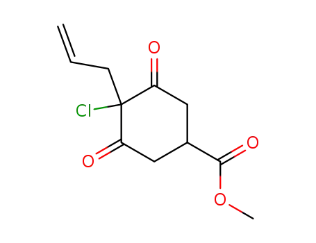Molecular Structure of 42858-64-0 (Cyclohexanecarboxylic acid, 4-chloro-3,5-dioxo-4-(2-propenyl)-, methyl
ester)