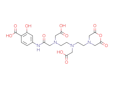 Molecular Structure of 95398-61-1 (Benzoic acid,
4-[[[(carboxymethyl)[2-[(carboxymethyl)[2-(2,6-dioxo-4-morpholinyl)ethyl]
amino]ethyl]amino]acetyl]amino]-2-hydroxy-)