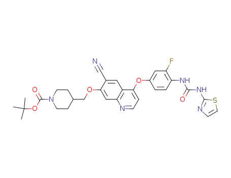 4-{6-cyano-4-[3-fluoro-4-(3-(thiazol-2-yl)ureido)phenoxy]quinolin-7-yloxymethyl}piperidine-1-carboxylic acid tert-butyl ester