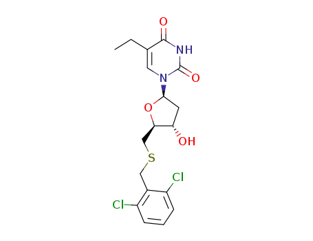 Molecular Structure of 116316-50-8 (Uridine, 2'-deoxy-5'-S-[(2,6-dichlorophenyl)methyl]-5-ethyl-5'-thio-)
