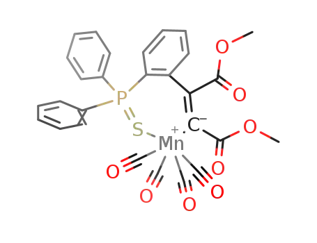 Molecular Structure of 207805-54-7 (1,2-di(methoxycarbonyl)-2-[(2-diphenylthiophosphinyl)phenyl]ethenyl-tetracarbonylmanganese)