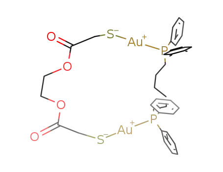 Molecular Structure of 909123-32-6 ([(CH2OCOCH2SAu)2)(μ-Ph2P(CH2)6PPh2)])