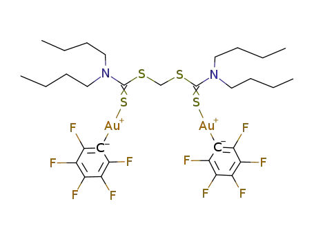 (Au(C<sub>6</sub>F<sub>5</sub>))2(CH<sub>2</sub>(S<sub>2</sub>CN((CH<sub>2</sub>)3CH<sub>3</sub>)2)2)