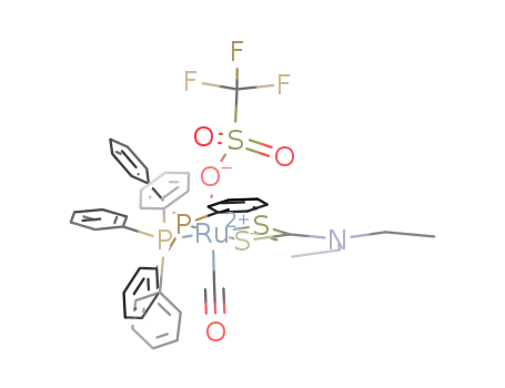 Molecular Structure of 261001-82-5 ([Ru(CO)(OSO<sub>2</sub>CF<sub>3</sub>)((C<sub>2</sub>H<sub>5</sub>)2NCS<sub>2</sub>)(P(C<sub>6</sub>H<sub>5</sub>)3)2])