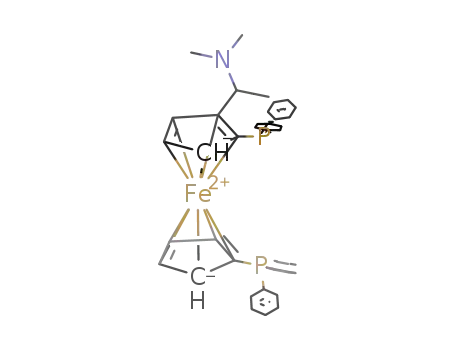Molecular Structure of 55650-59-4 ((S)-N,N-DIMETHYL-1-[(R)-1',2-BIS(DIPHENYLPHOSPHINO)FERROCENYL]ETHYLAMINE)