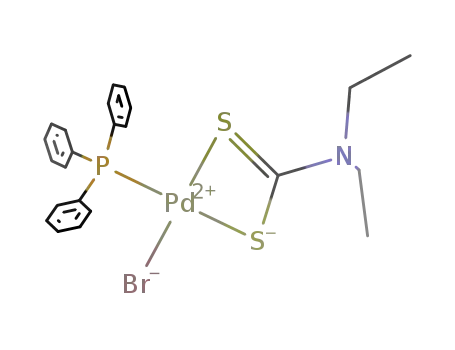 Molecular Structure of 73887-91-9 (Bromo(diethyldithiocarbamato)(triphenylphosphin)palladium(II))