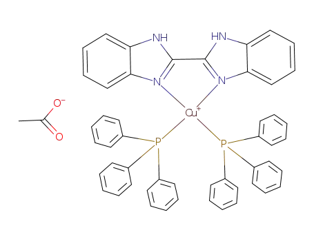[Cu(C<sub>6</sub>H<sub>4</sub>N<sub>2</sub>(H)C)2(P(C<sub>6</sub>H<sub>5</sub>)3)2]<sup>(1+)</sup>*CH<sub>3</sub>COO<sup>(1-)</sup>=[Cu(C<sub>6</sub>H<sub>4</sub>N<sub>2</sub>(H)C)2(P(C<sub>6</sub>H<sub>5</sub>)3)2](CH<sub>3</sub>COO)
