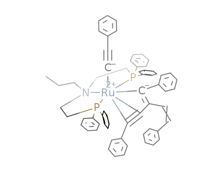 mer-(C3H7N(CH2CH2PPh2)2)Ru(CCPh)(η-PhC=C(CCPh)CH=CHPh)