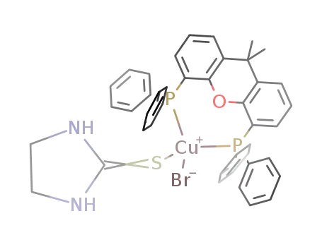 Molecular Structure of 905816-31-1 (bromo(4,5-bis(diphenylphosphano)-9,9-dimethylxanthene)(imidazolidine-2-thione)copper(I))