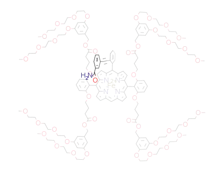 Molecular Structure of 573658-63-6 ((tetrakis(3,5-bis[2-[2-(2-methoxyethoxy)ethoxy]ethoxy]benzyl) 4,4',4'', 4'''-[[10-(2-[[3-(aminocarbonyl)phenyl]ethynyl]phenyl)porphyrin-5,15-diyl]bis[benzene-2,1,3-triylbis(oxy)]]tetrabutanoate<sup>(2-)</sup>)iron(II))