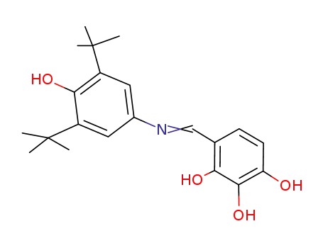 Molecular Structure of 191614-39-8 (1,2,3-Benzenetriol,
4-[[[3,5-bis(1,1-dimethylethyl)-4-hydroxyphenyl]imino]methyl]-)