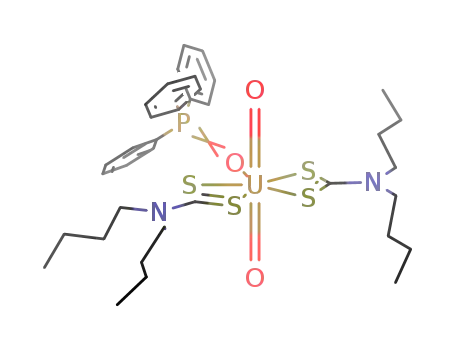 Molecular Structure of 112614-55-8 (bis(N,N-di(n-butyl)dithiocarbamato)dioxo(triphenylphosphine oxide)uranium(VI))