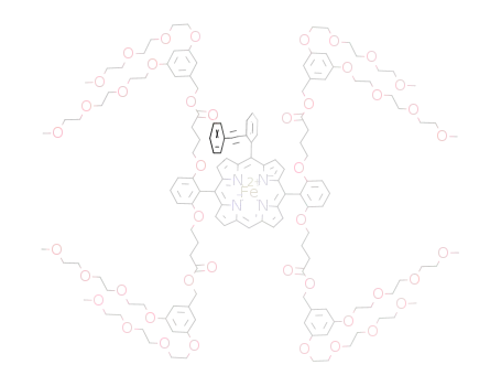 Molecular Structure of 573658-67-0 ((tetrakis(3,5-bis[2-[2-(2-methoxyethoxy)ethoxy]ethoxy]benzyl) 4,4',4'', 4'''-[[10-(2-[phenylethynyl]phenyl)porphyrin-5,15-diyl]bis[benzene-2,1,3-triylbis(oxy)]]tetrabutanoate<sup>(2-)</sup>)iron(II))